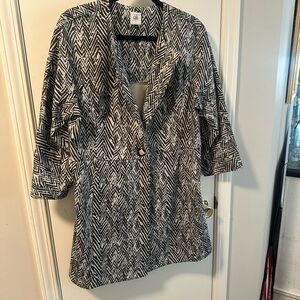 CAbi Gray Silver jacket Relaxed 3/4 Sleeve